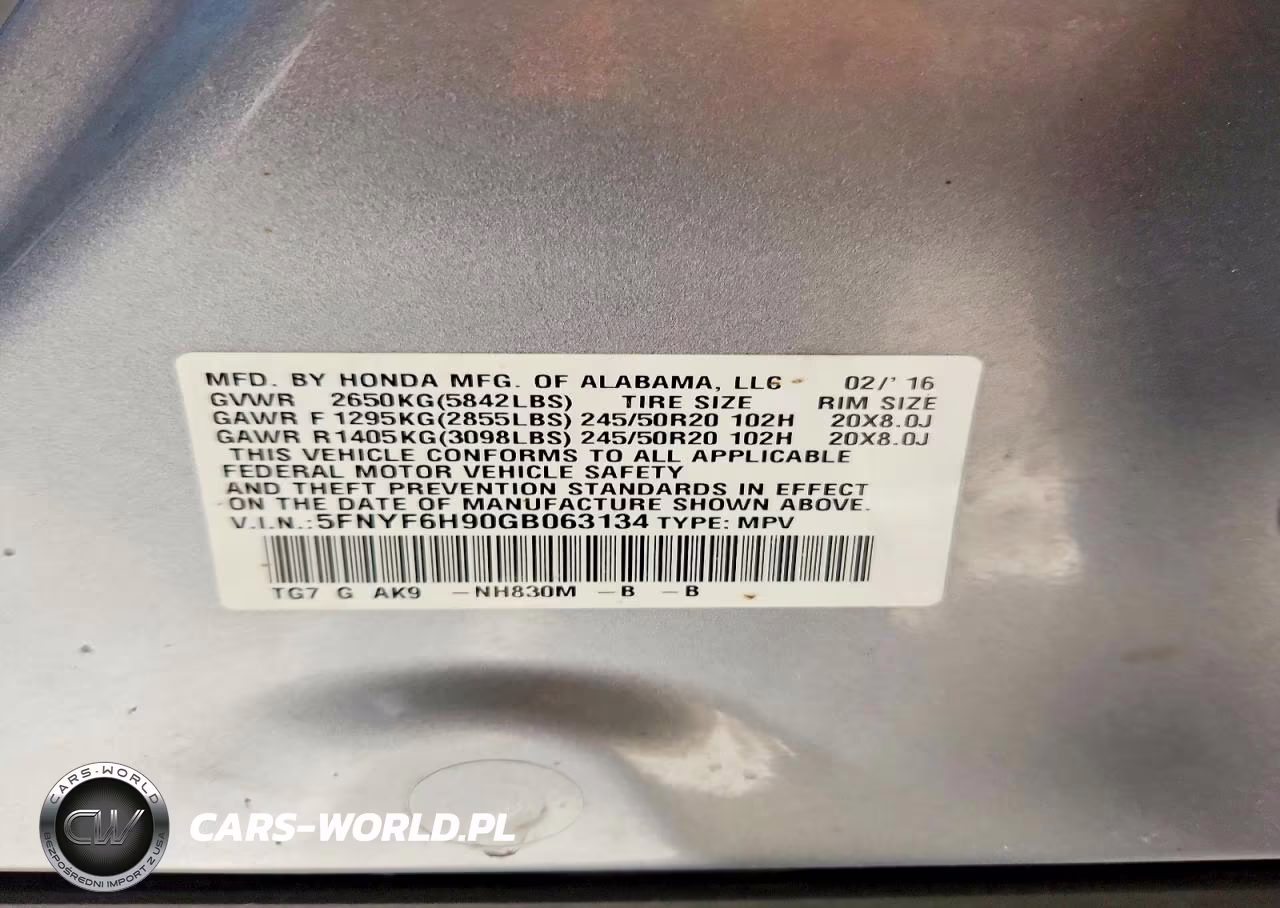 2016 HONDA PILOT TOURING VIN:5FNYF6H90GB063134 - 13