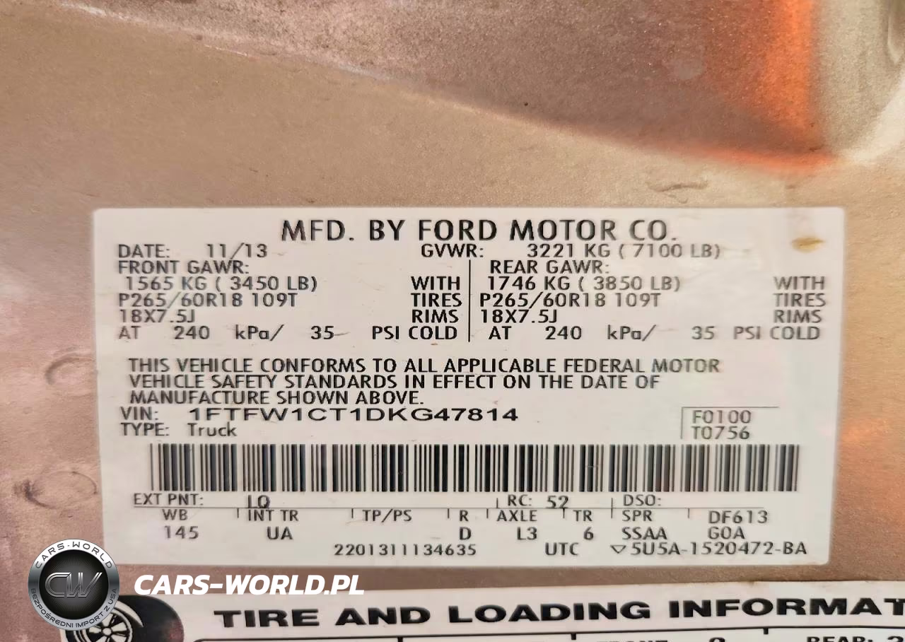 2013 Ford F150 Supercrew VIN:1FTFW1CT1DKG47814 - 12