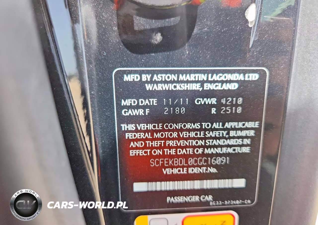 2012 Aston Martin V8 Vantage S VIN:SCFEKBDL0CGC16091 - 12