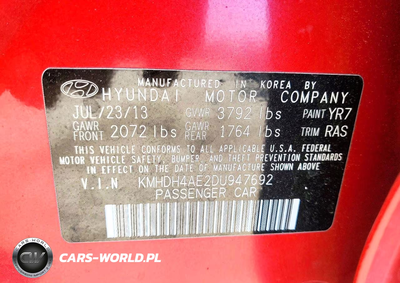 2013 Hyun Elantra Gl VIN:KMHDH4AE2DU947692 - 12