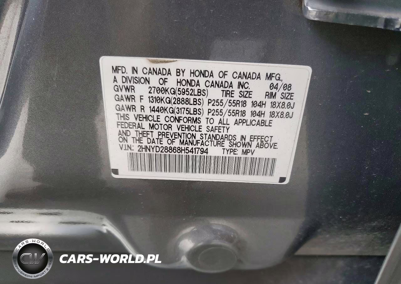 2008 Acura Mdx Sport VIN:2HNYD28868H541794 - 13