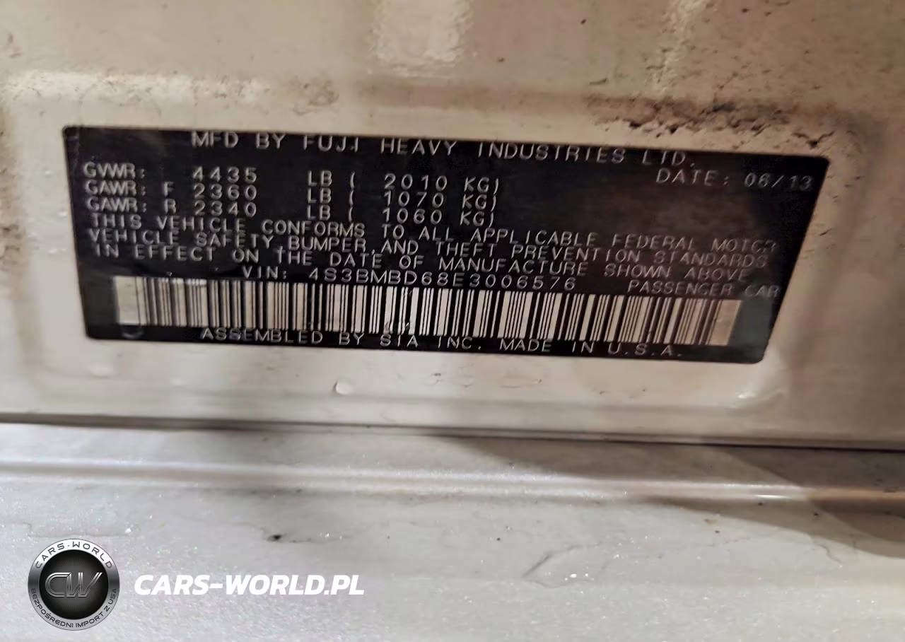 2014 Subaru Legacy 2.5I Premium VIN:4S3BMBD68E3006576 - 13
