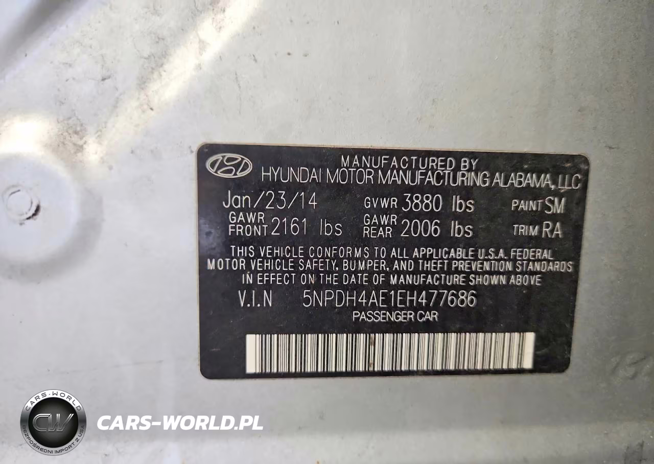 2014 Hyundai Elantra Se VIN:5NPDH4AE1EH477686 - 12