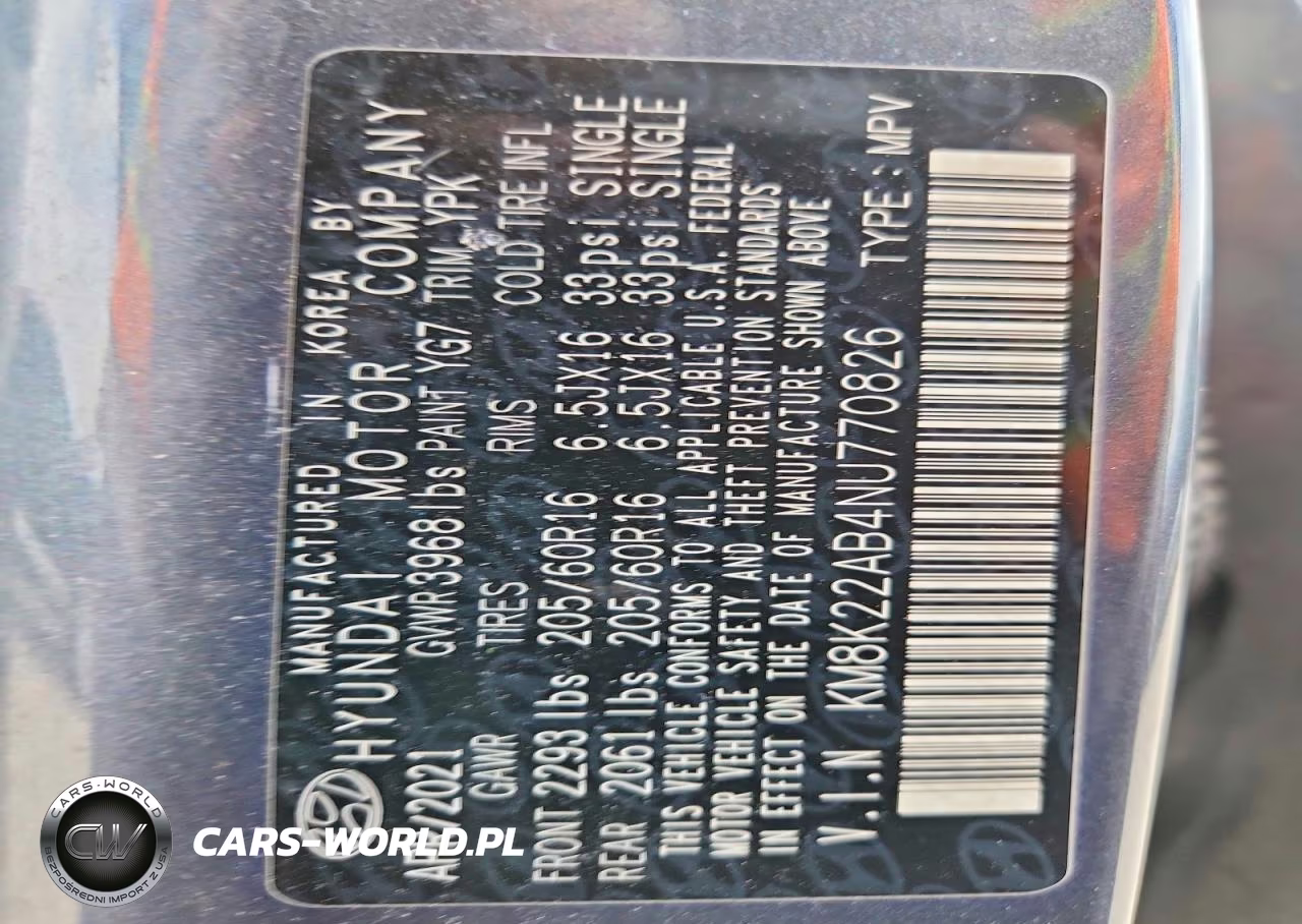 2022 Hyundai Kona Se VIN:KM8K22AB4NU770826 - 12