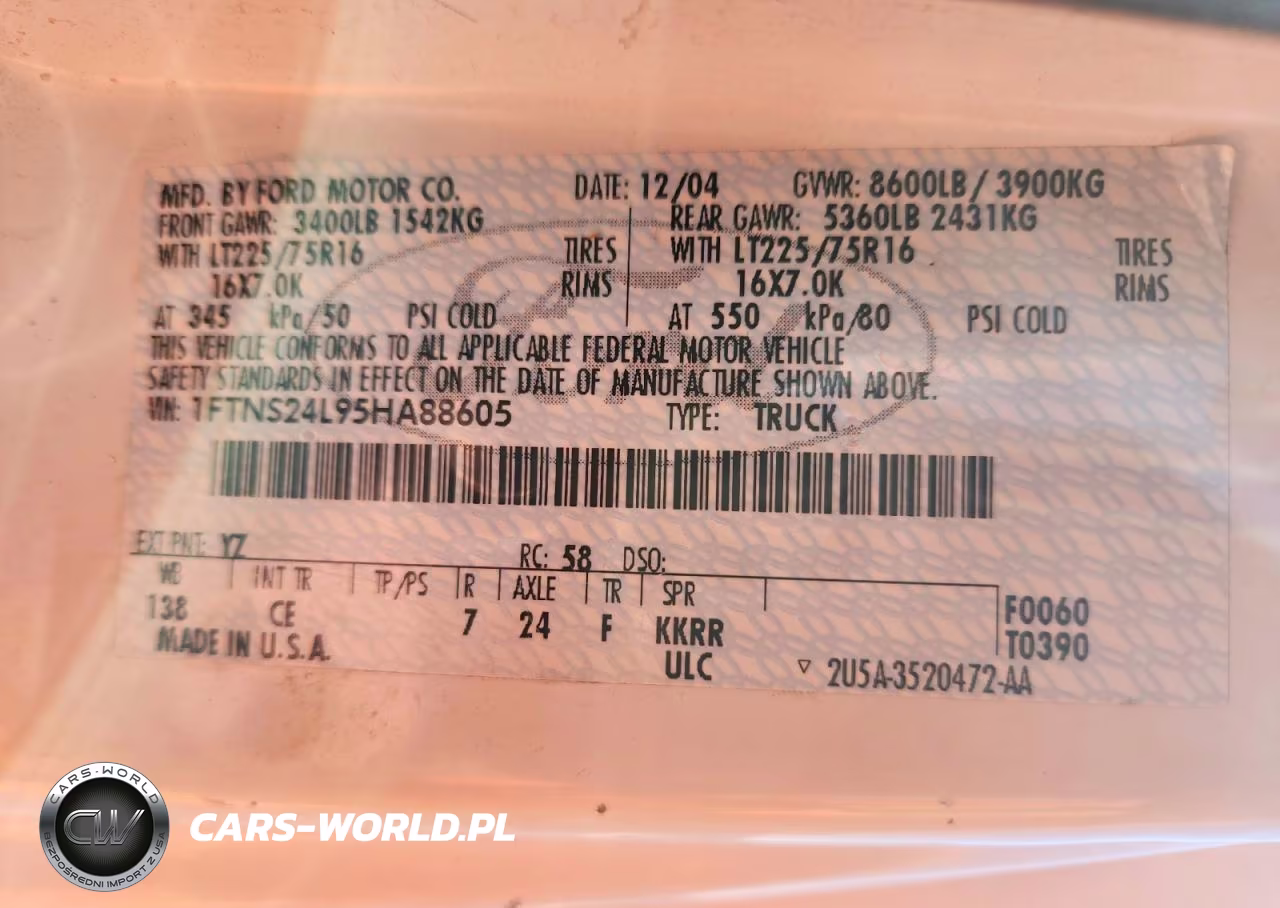 2005 Ford Econoline E250 Van VIN:1FTNS24L95HA88605 - 13