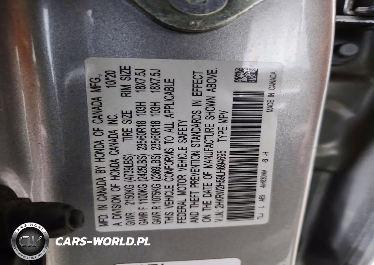 2020 Honda Cr-V Ex VIN:2HKRW2H59LH694695 - 13