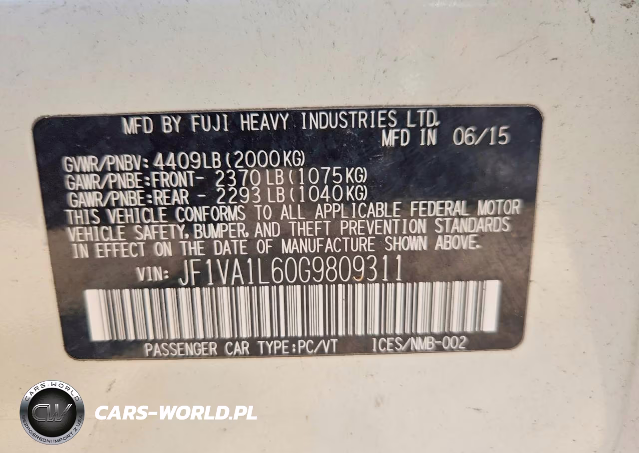 2016 Subaru Wrx Limited VIN:JF1VA1L60G9809311 - 13