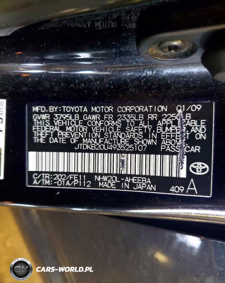 2009 Toyota Prius Base VIN:JTDKB20U493525107 - 12