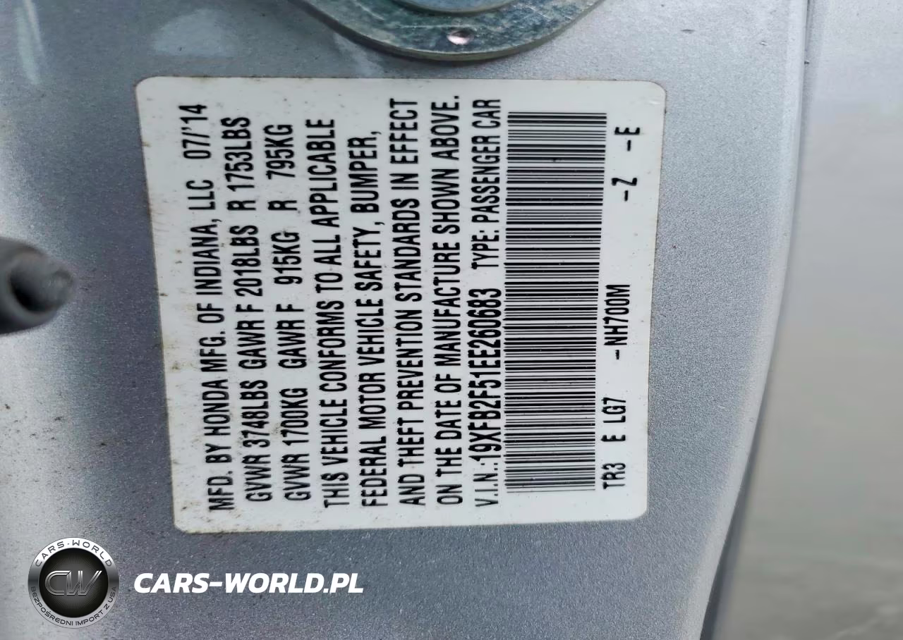 2014 Honda Civic Lx VIN:19XFB2F51EE260683 - 13