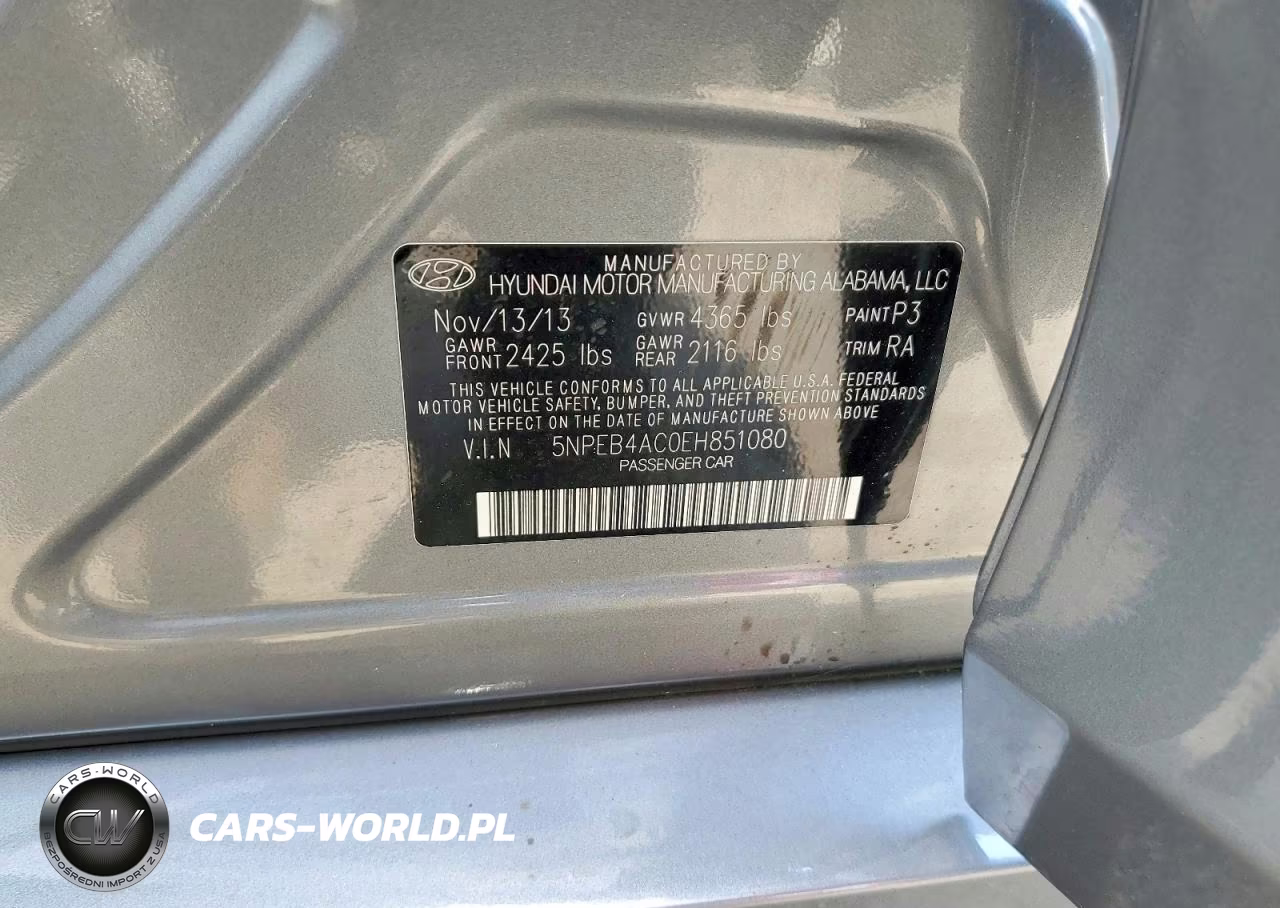 2014 Hyundai Sonata Gls VIN:5NPEB4AC0EH851080 - 12