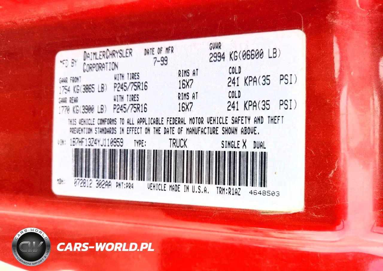 2000 Dodge Ram 1500 VIN:1B7HF13Z4YJ110959 - 12