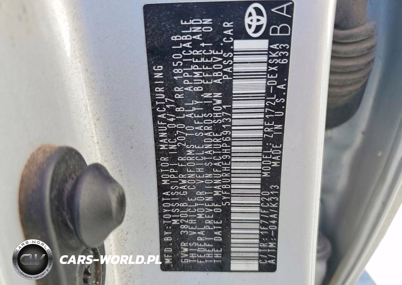 2017 Toyota Corolla Se VIN:5YFBURHE9HP691371 - 12