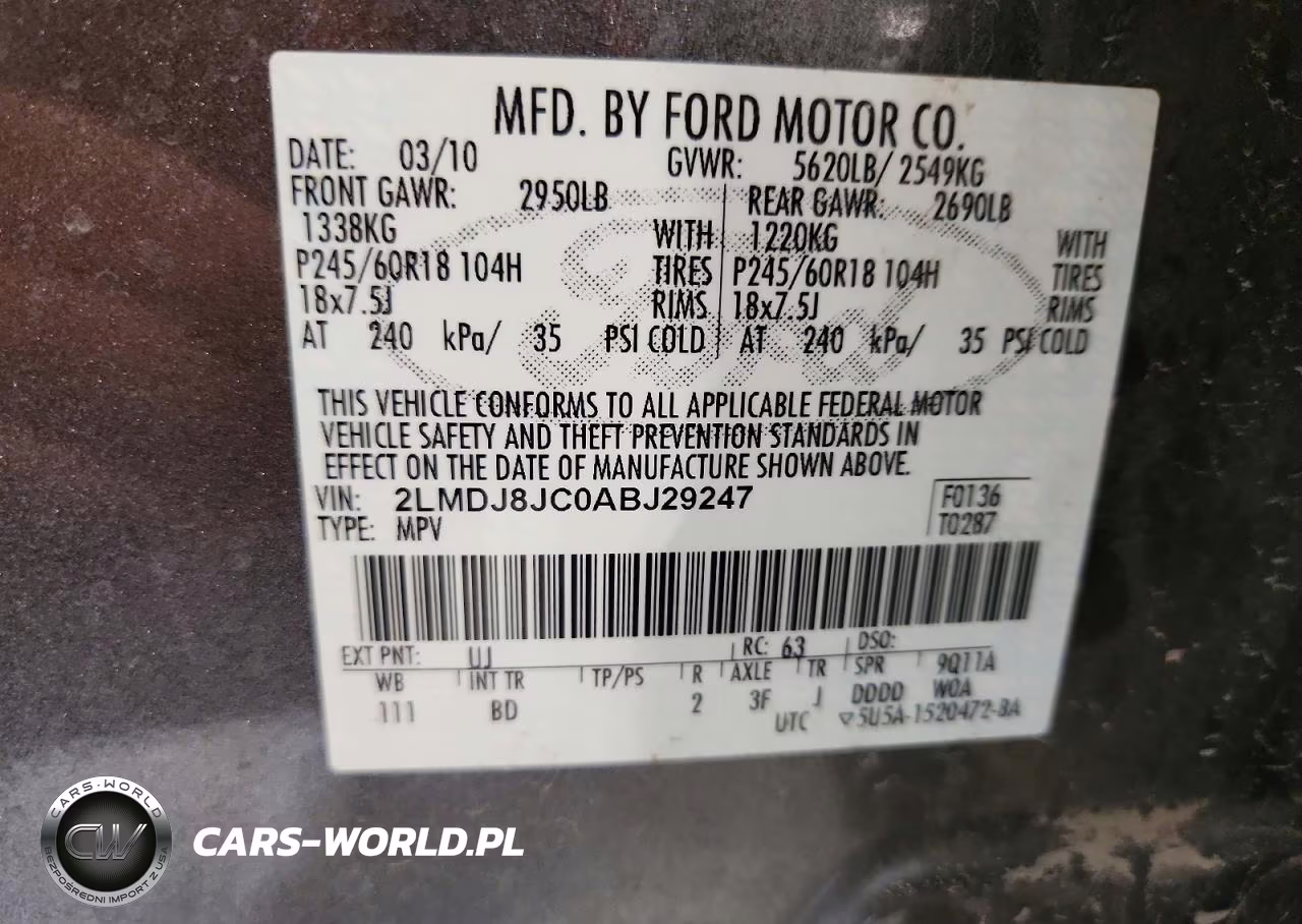 2010 Lincoln Mkx VIN:2LMDJ8JC0ABJ29247 - 12