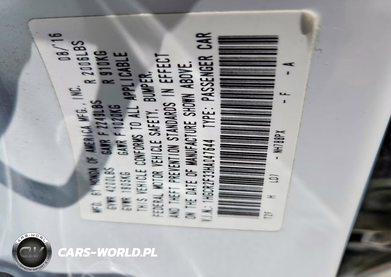 2017 Honda Accord Lx VIN:1HGCR2F33HA047644 - 13
