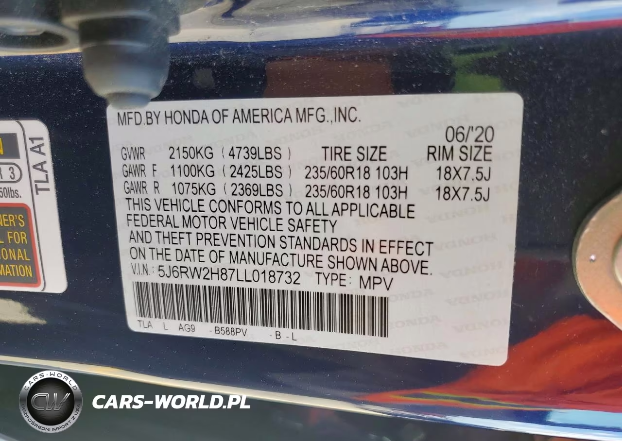 2020 Honda Cr-V Exl VIN:5J6RW2H87LL018732 - 13