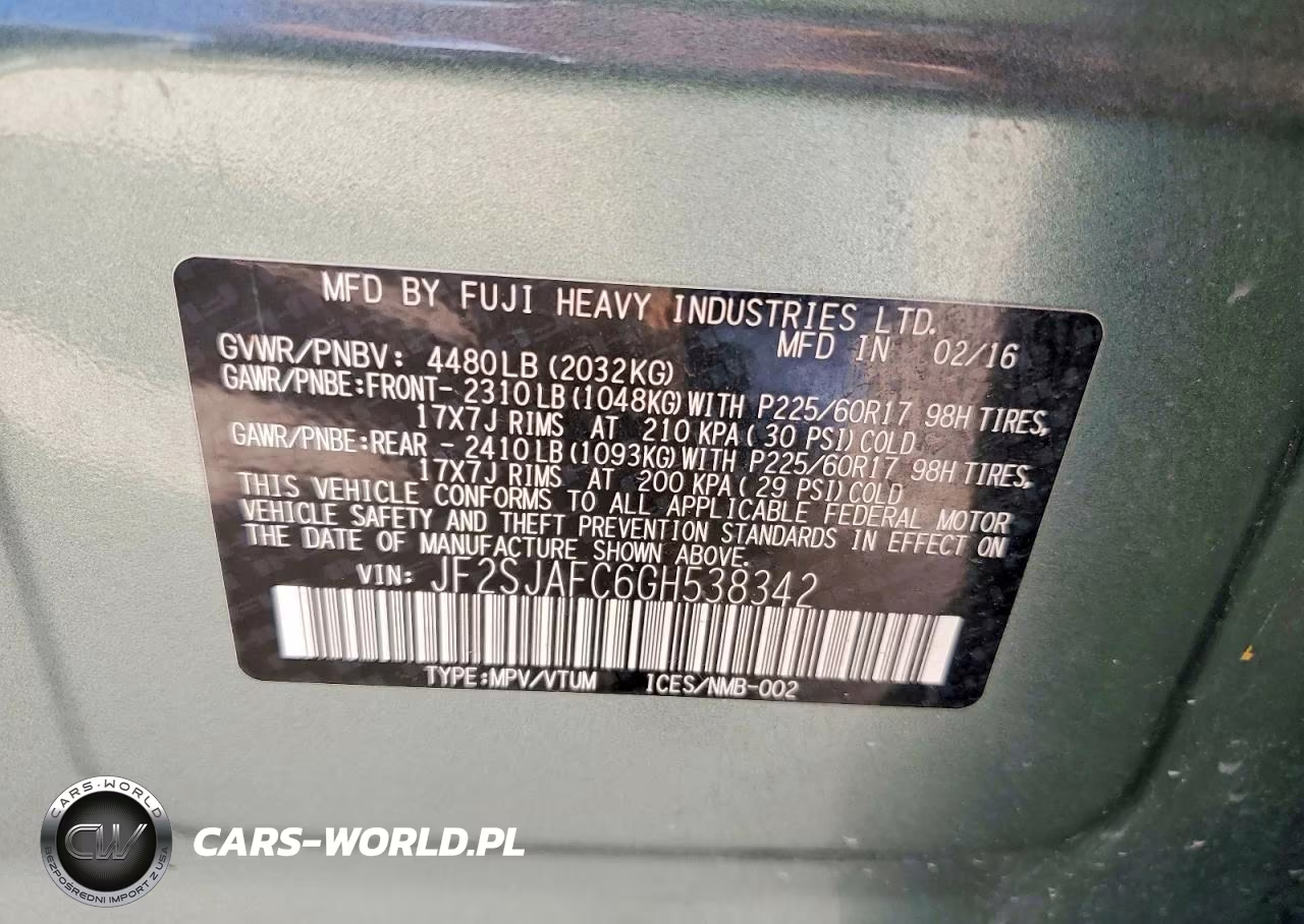 2016 Subaru Forester VIN:JF2SJAFC6GH538342 - 13