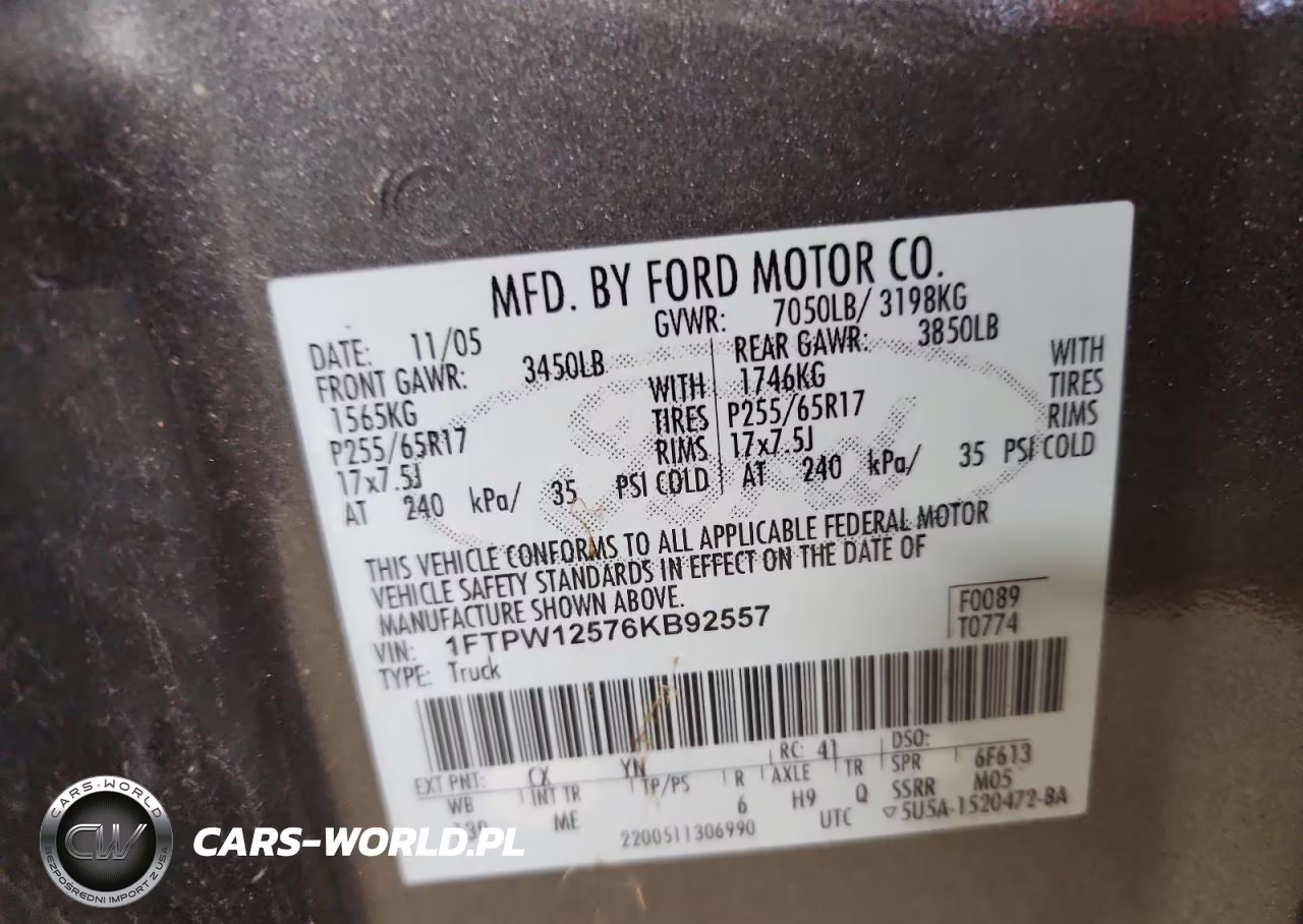 2006 Ford F150 Supercrew VIN:1FTPW12576KB92557 - 12
