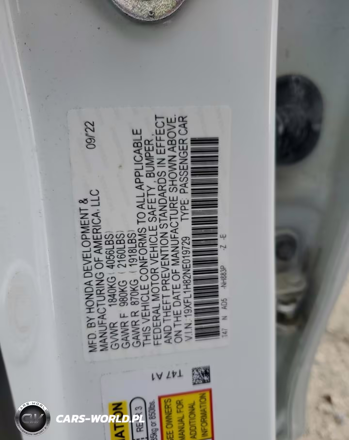 2022 Honda Civic Sport Touring VIN:19XFL1H82NE019729 - 12