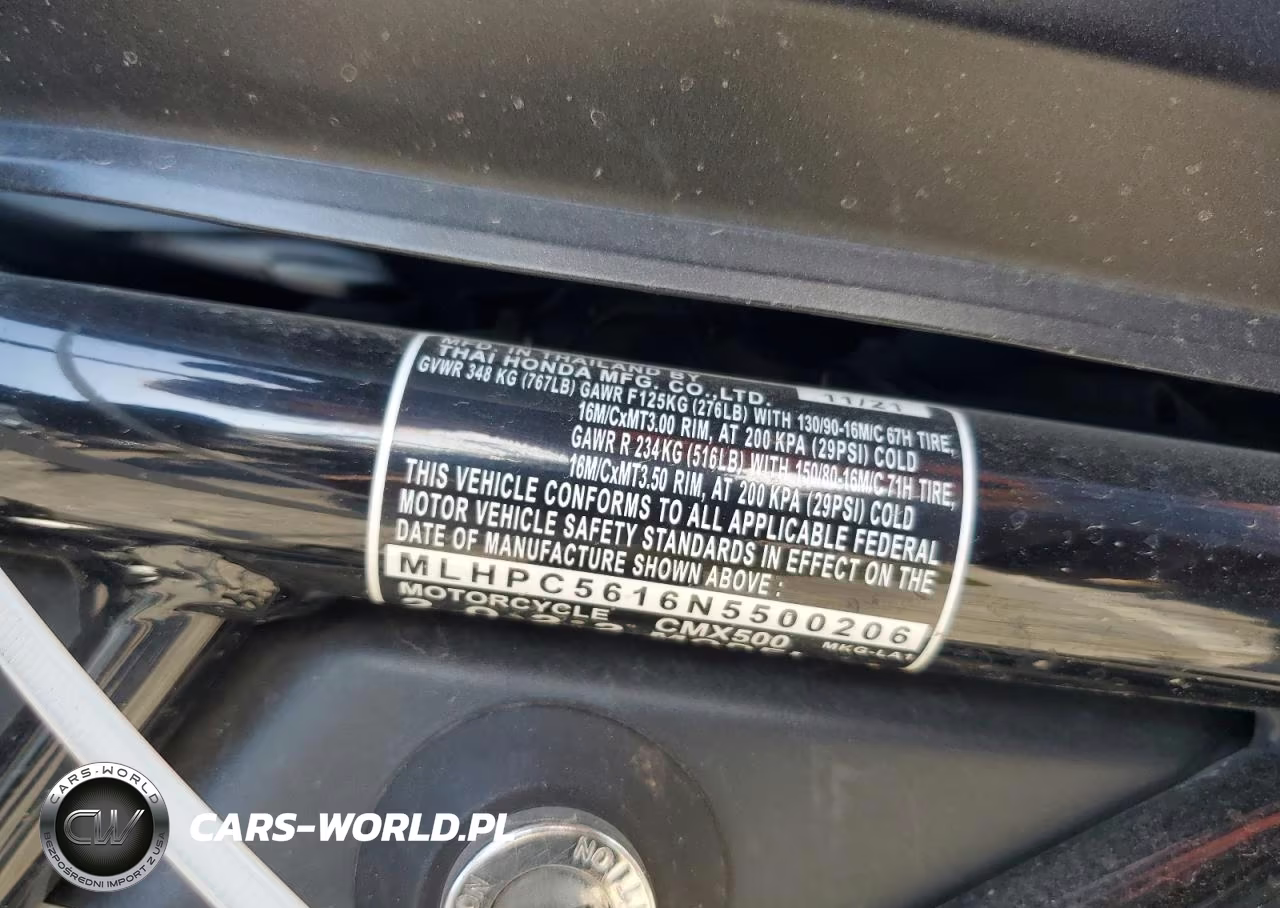 2022 Honda Cmx500 VIN:MLHPC5616N5500206 - 9