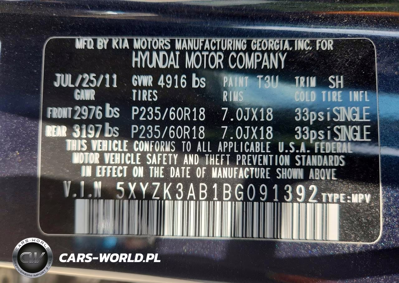 2011 Hyundai Santa Fe Limited VIN:5XYZK3AB1BG091392 - 13
