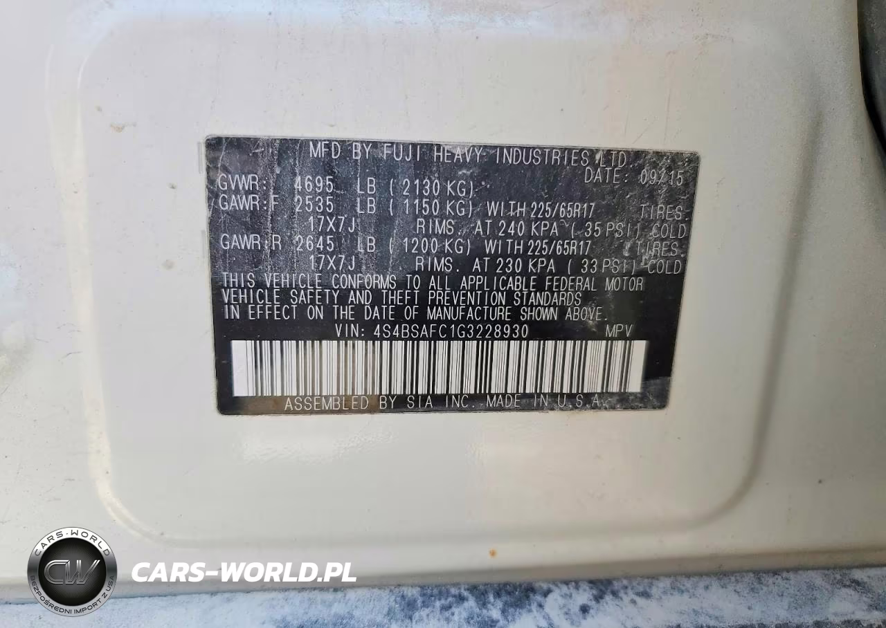 2016 Subaru Outback 2.5I Premium VIN:4S4BSAFC1G3228930 - 13