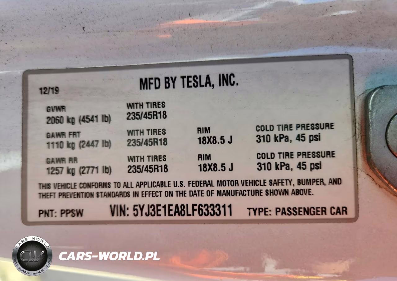 2020 Tesla Model 3 VIN:5YJ3E1EA8LF633311 - 13