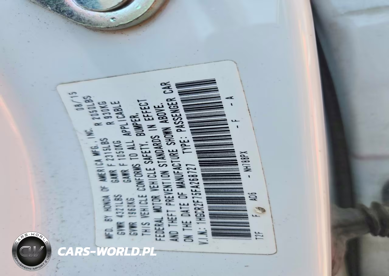 2015 Honda Accord Ex VIN:1HGCR2F75FA268727 - 12