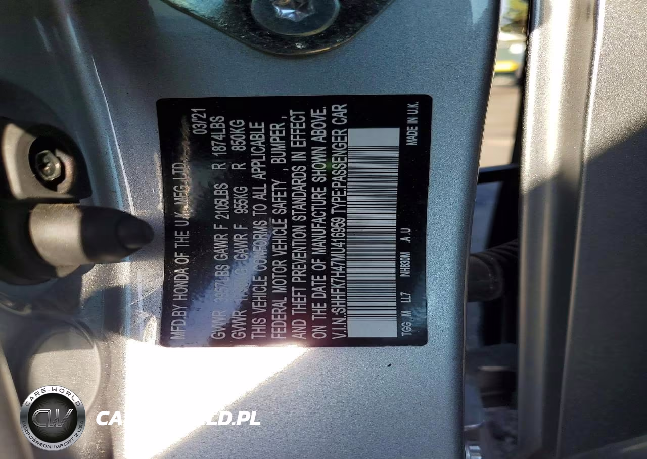 2021 Honda Civic Sport VIN:SHHFK7H47MU416959 - 13