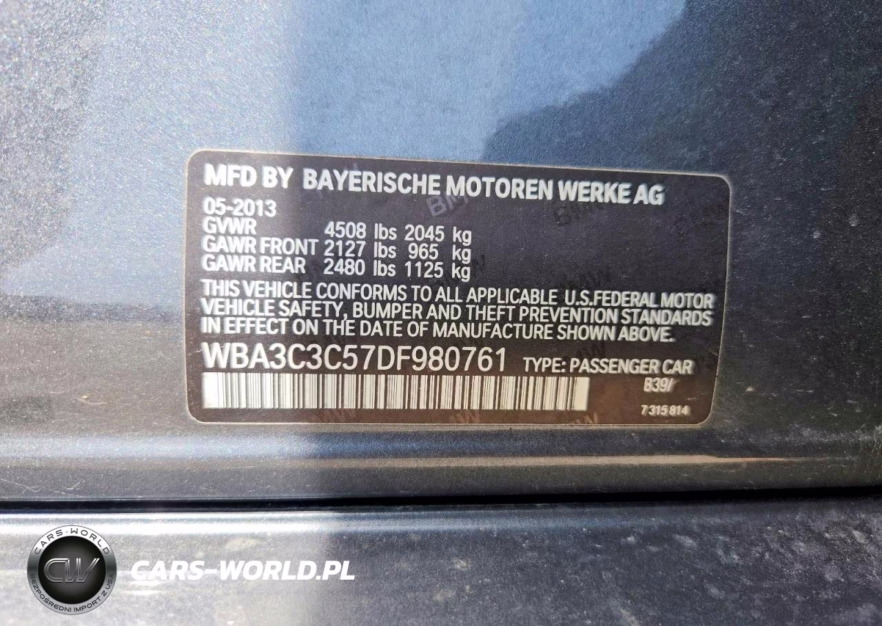 2013 BMW 320 I xDrive VIN:WBA3C3C57DF980761 - 12