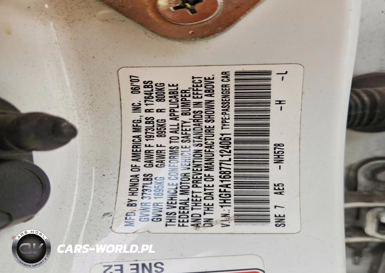 2007 Honda Civic Ex VIN:1HGFA16877L124061 - 12