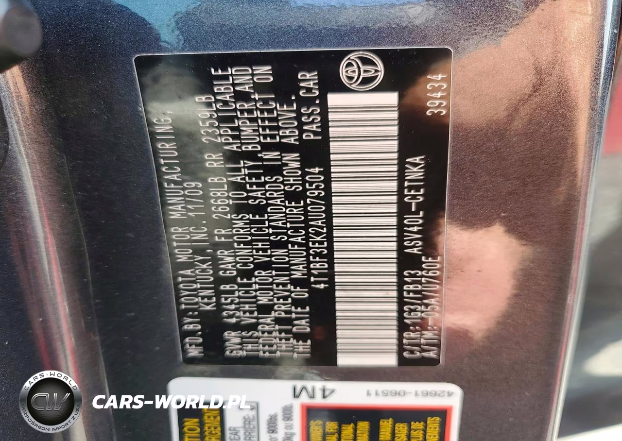 2010 Toyota Camry Le VIN:4T1BF3EK2AU079504 - 12