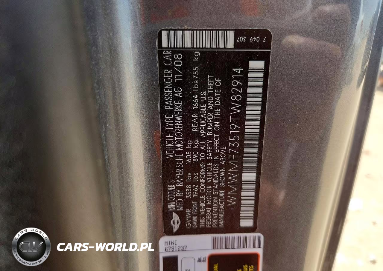 2009 Mini Cooper S VIN:WMWMF73519TW82914 - 12