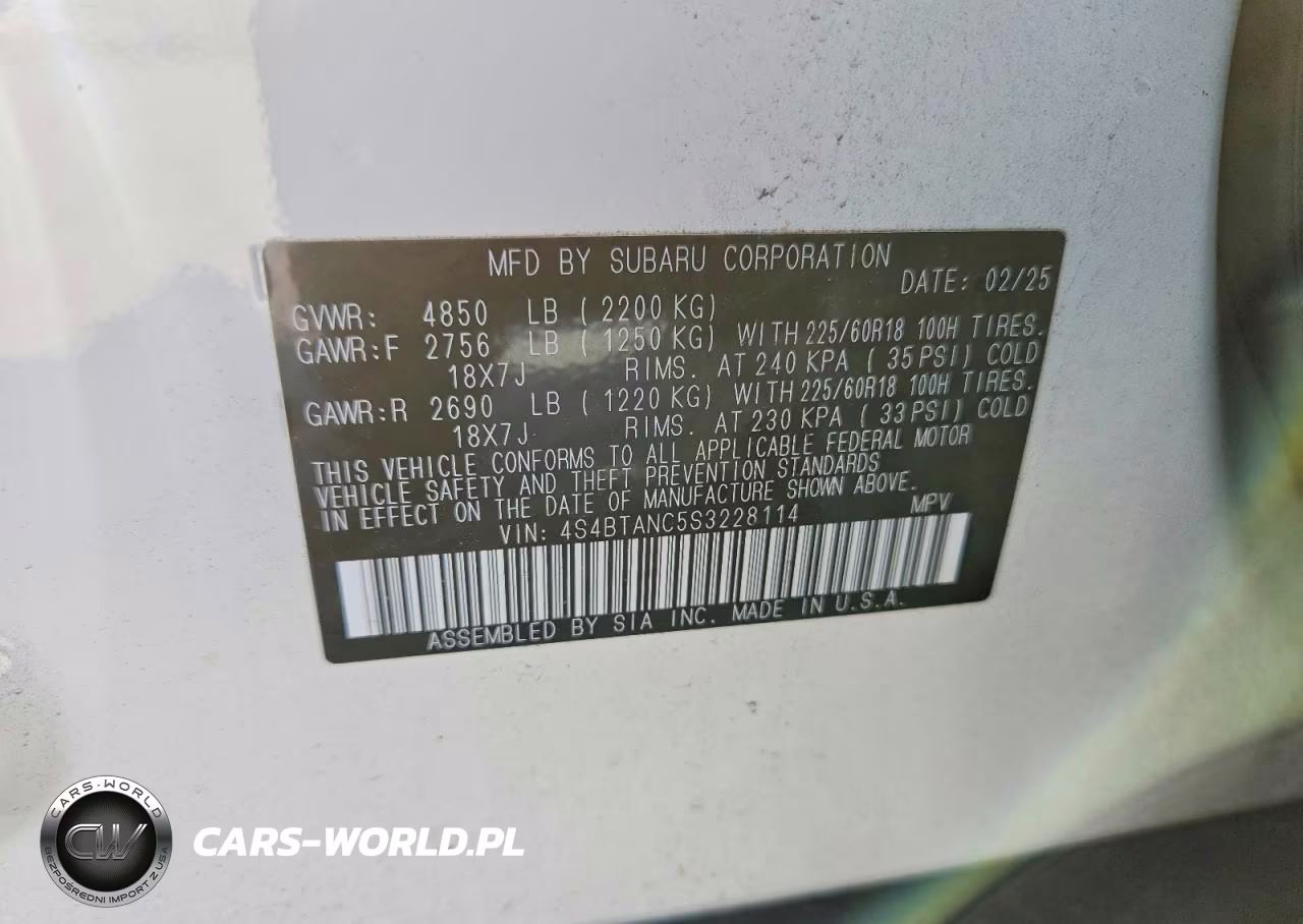 2025 Subaru Outback Limited VIN:4S4BTANC5S3228114 - 13
