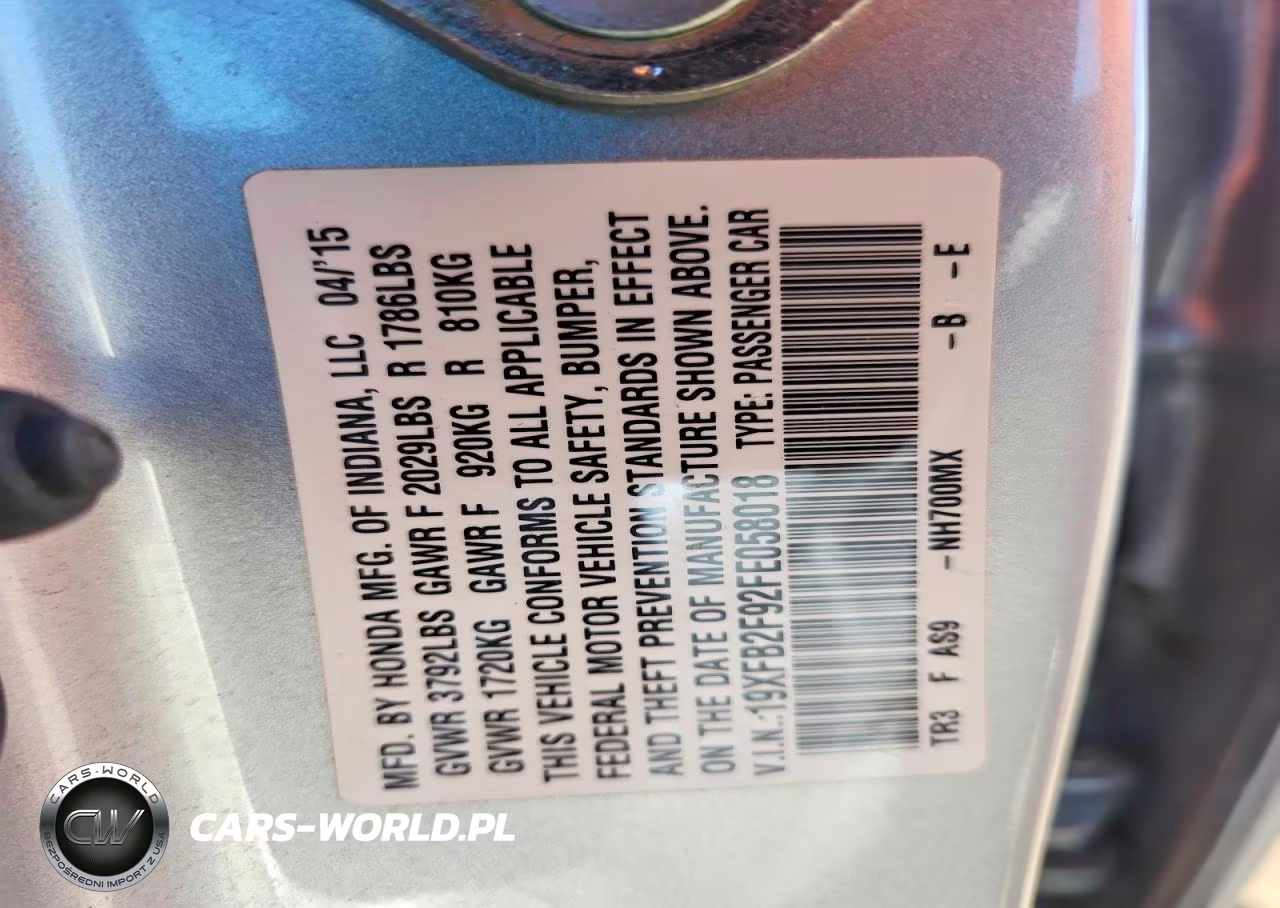 2015 Honda Civic Exl VIN:19XFB2F92FE058018 - 12