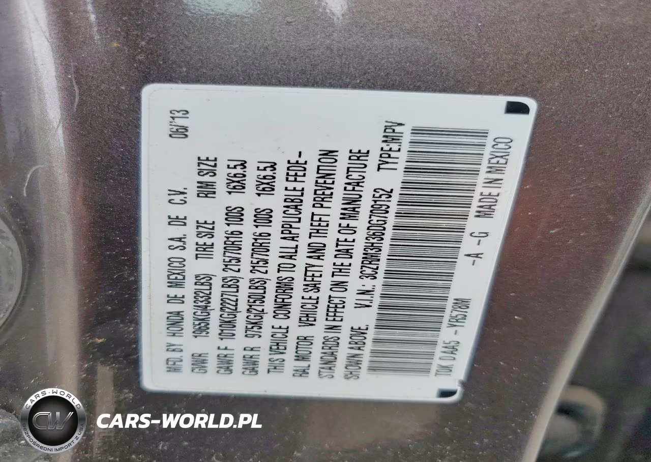 2013 Honda Cr-V Lx VIN:3CZRM3H36DG709152 - 13