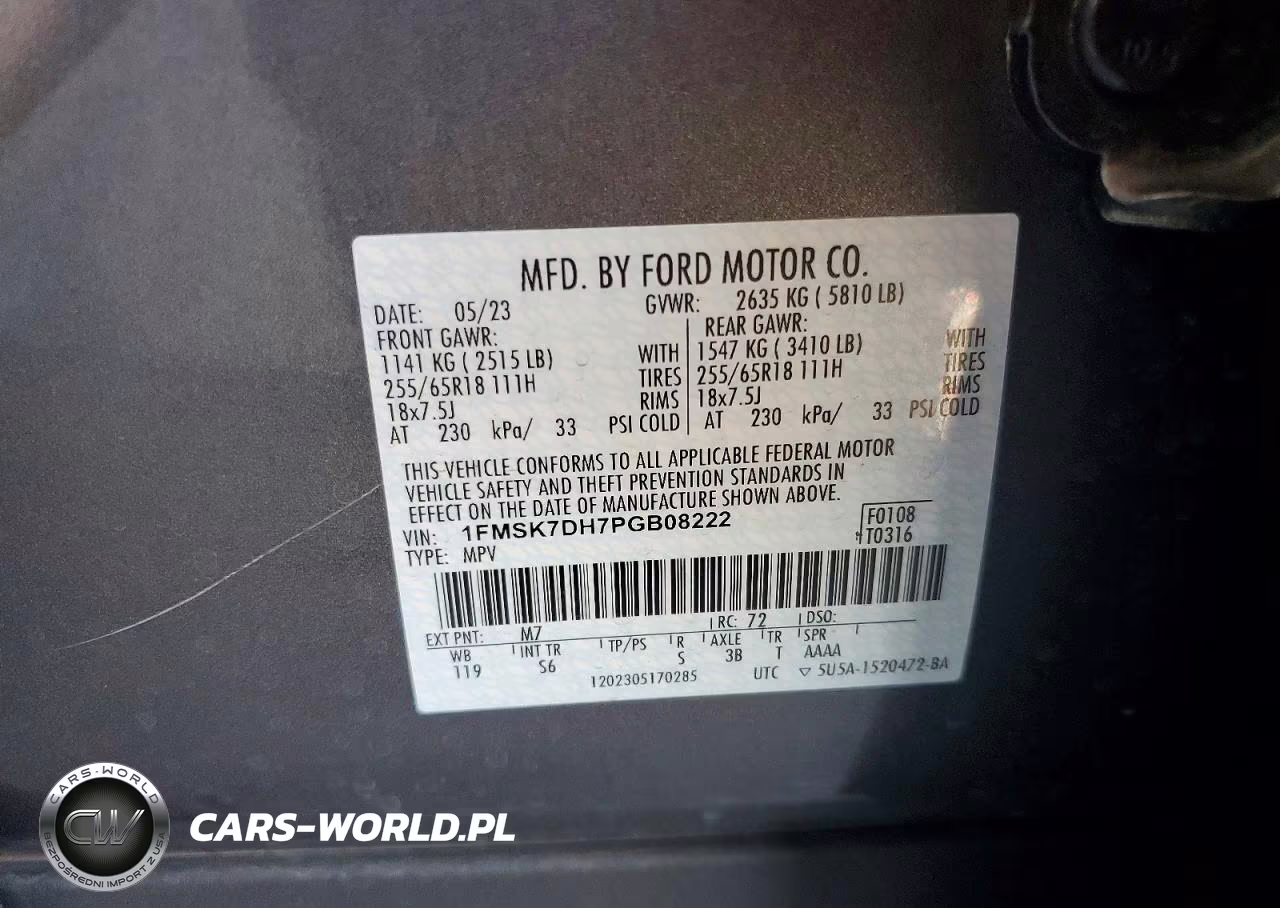2023 Ford Explorer Xlt VIN:1FMSK7DH7PGB08222 - 13