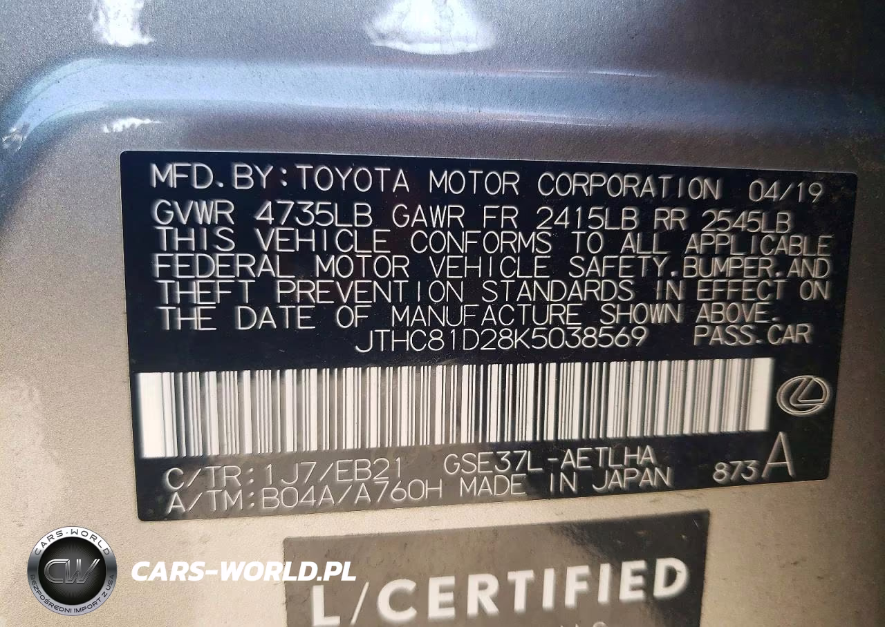 2019 Lexus Is 300 VIN:JTHC81D28K5038569 - 13