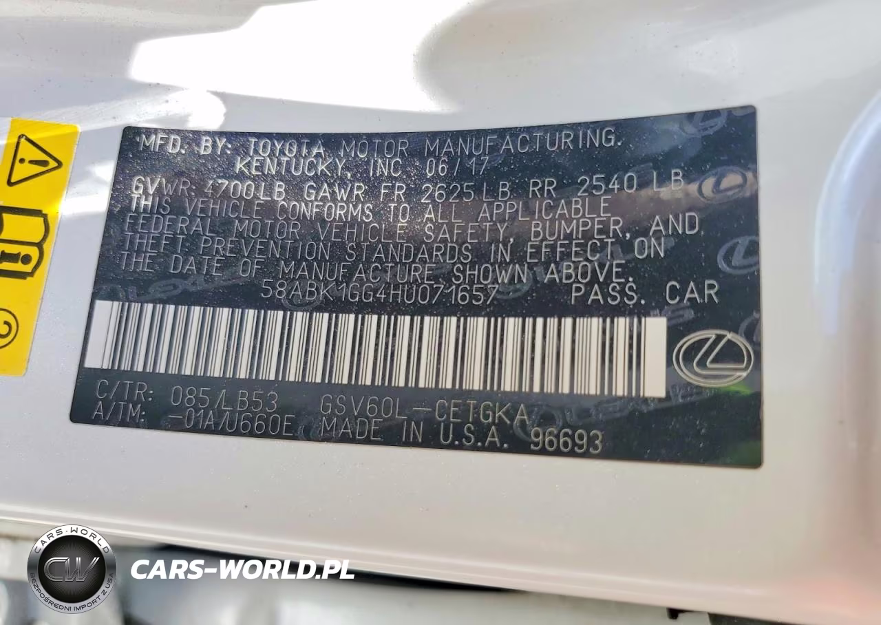 2017 Lexus Es 350 VIN:58ABK1GG4HU071657 - 12