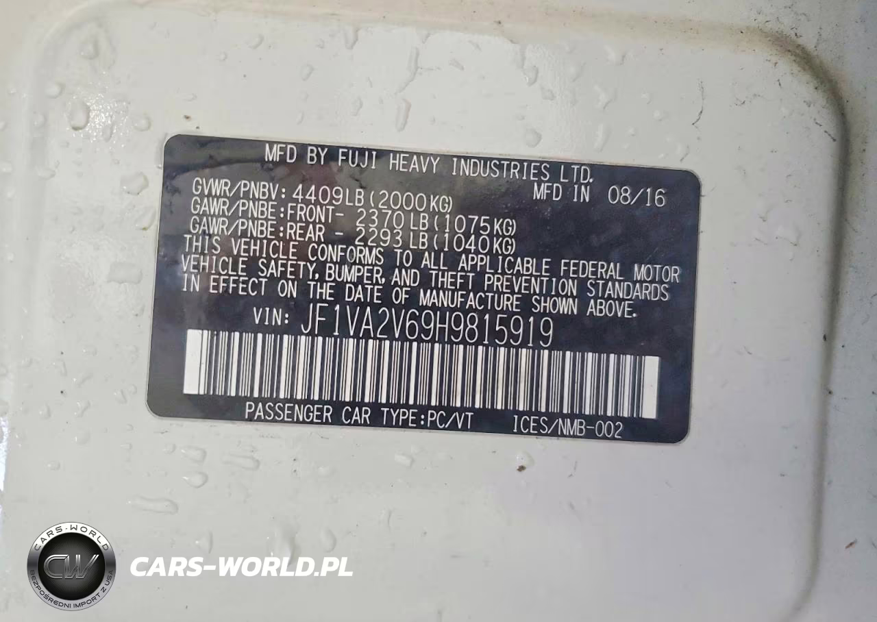 2017 Subaru Wrx Sti VIN:JF1VA2V69H9815919 - 13