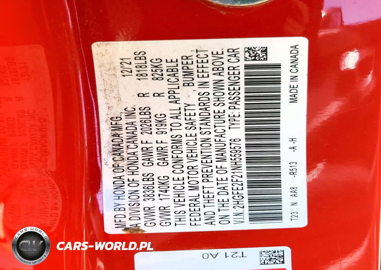 2022 Honda Civic Lx VIN:2HGFE2F21NH559576 - 13