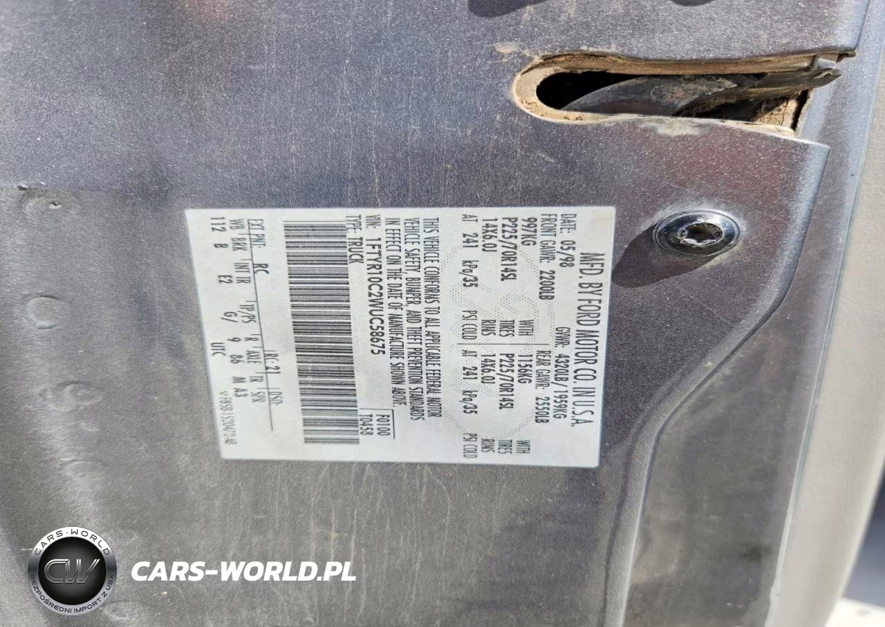 1998 Ford Ranger VIN:1FTYR10C2WUC58675 - 13