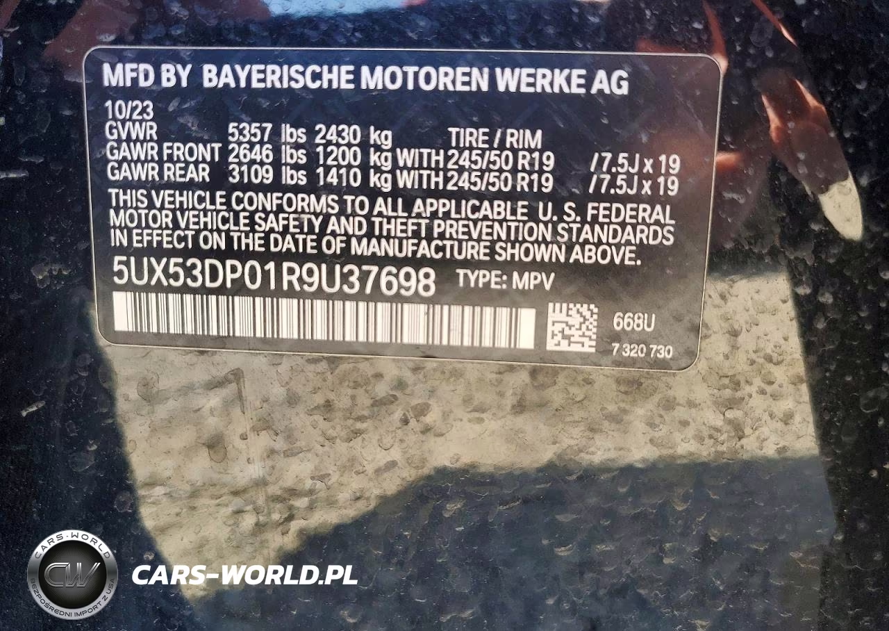 2024 BMW X3 xDrive30I VIN:5UX53DP01R9U37698 - 12