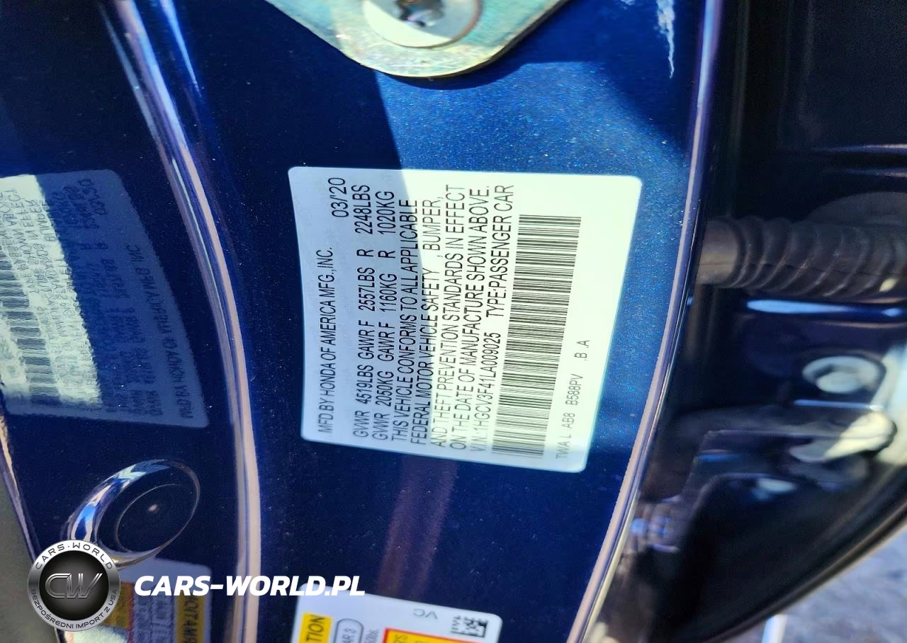 2020 Honda Accord Hybrid Ex VIN:1HGCV3F41LA009025 - 12