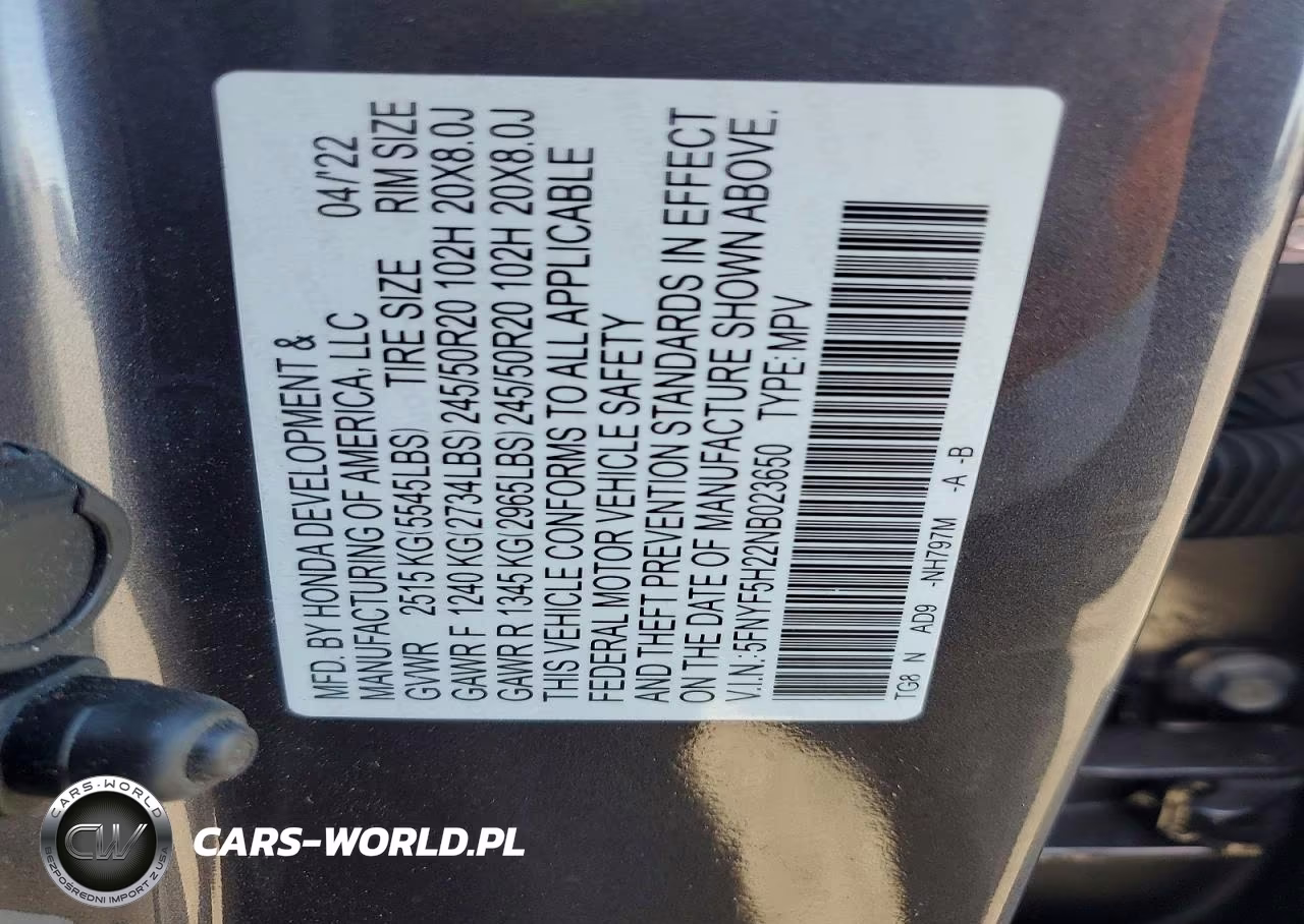 2022 Honda Pilot Se VIN:5FNYF5H22NB023650 - 14