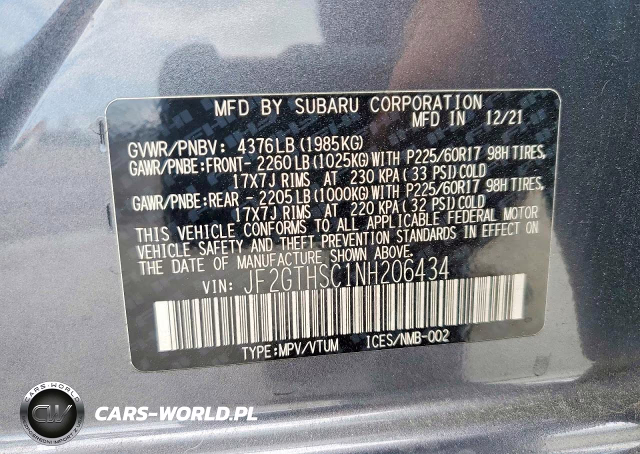 2022 Subaru Crosstrek Sport VIN:JF2GTHSC1NH206434 - 13