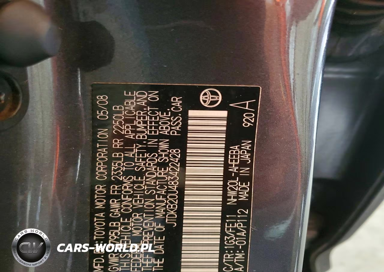 2008 Toyota Prius Base VIN:JTDKB20U483422428 - 12