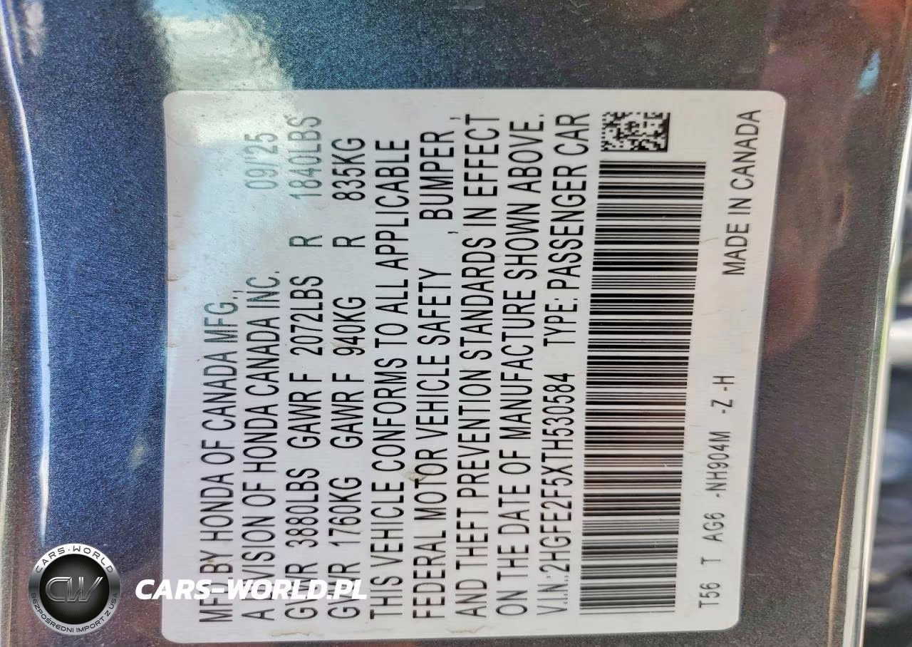 2026 Honda Civic Sport VIN:2HGFE2F5XTH530584 - 13