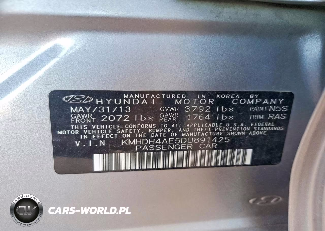 2013 Hyundai Elantra Gls VIN:KMHDH4AE5DU891425 - 13