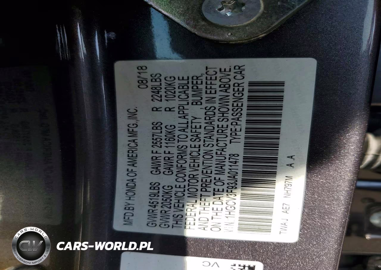 2018 Honda Accord Touring Hybrid VIN:1HGCV3F93JA011478 - 12