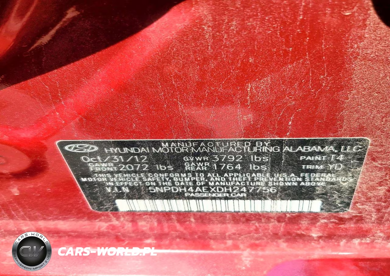 2013 Hyundai Elantra Gls VIN:5NPDH4AEXDH247756 - 13